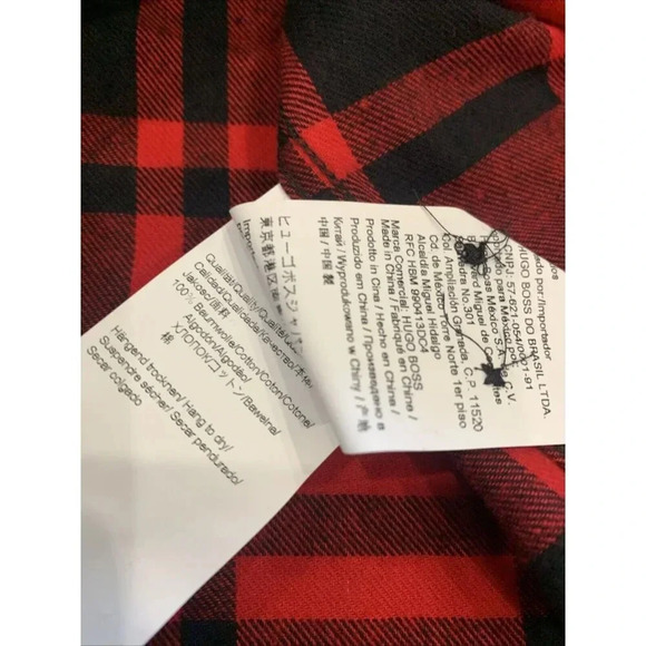 Hugo Boss Men's Red Plaid Ermann Long Sleeve Button Down Shirt Medium NWT - Picture 10 of 10